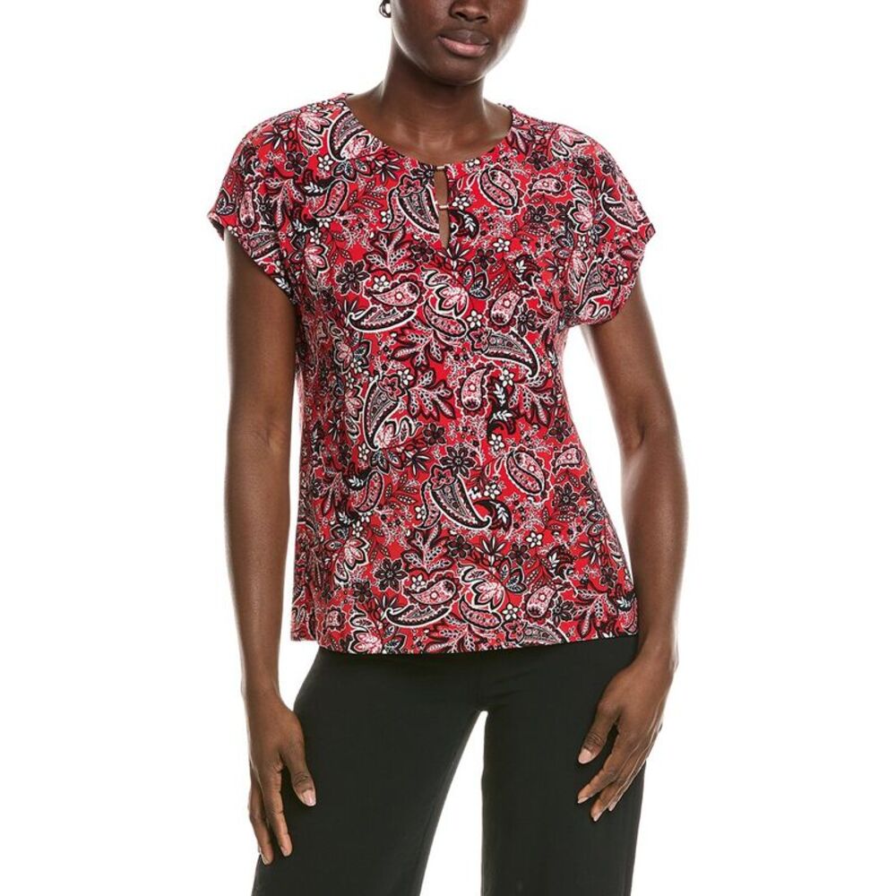 Jones New York Womens  Double Trim Top, Red